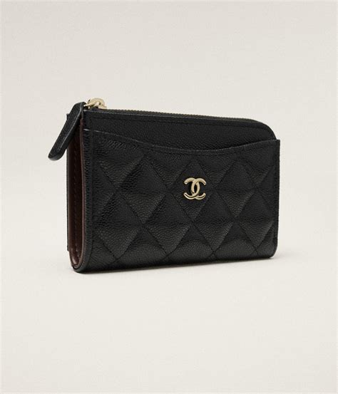 chanel classic zipped card holder|chanel card holder zip wallet.